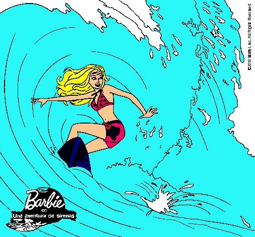 Barbie practicando surf