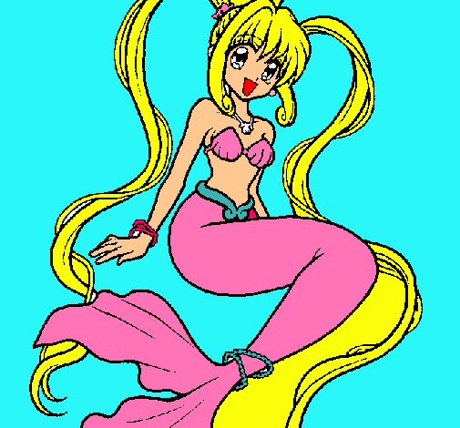 Dibujo Sirena con perlas pintado por Ainoa25