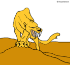 Dibujo Tigre con afilados colmillos pintado por graciosa