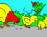 Dibujo Gallina y pollitos pintado por ivanko