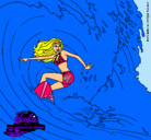 Dibujo Barbie practicando surf pintado por fabilindaaaaaa