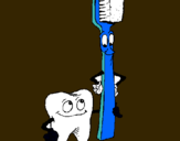 Dibujo Muela y cepillo de dientes pintado por colina