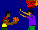 Dibujo Jugador defendiendo pintado por baloncesto