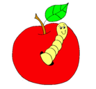 Dibujo Manzana con gusano pintado por dujgjhihkhgu