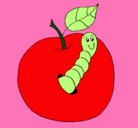 Dibujo Manzana con gusano pintado por denys