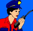 Dibujo Policía con el walkie pintado por ABCDEFGHIJKL
