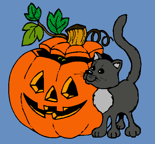 Calabaza y gato