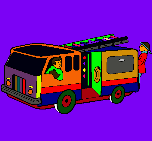 Dibujo Bomberos en el camión pintado por Daniel2006