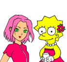 Dibujo Sakura y Lisa pintado por zakuralisa