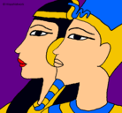 Dibujo Ramsés y Nefertiti pintado por laraa