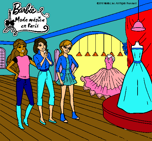Dibujo Barbie mirando vestidos pintado por antonia542