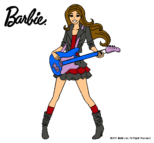 Dibujo Barbie guitarrista pintado por dani