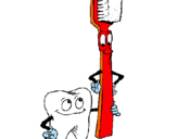 Dibujo Muela y cepillo de dientes pintado por haha