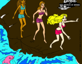 Dibujo Barbie y sus amigas en la playa pintado por victoria36