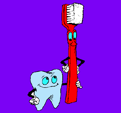 Dibujo Muela y cepillo de dientes pintado por chino64