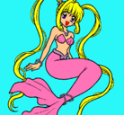 Dibujo Sirena con perlas pintado por lili_17_