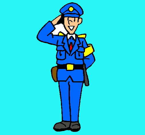 Policía saludando