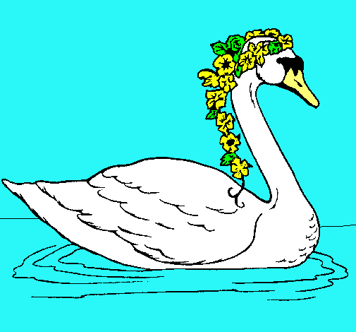 Cisne con flores