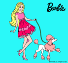 Dibujo Barbie paseando a su mascota pintado por twit