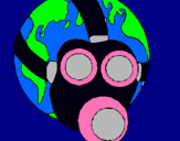 Dibujo Tierra con máscara de gas pintado por yonatan