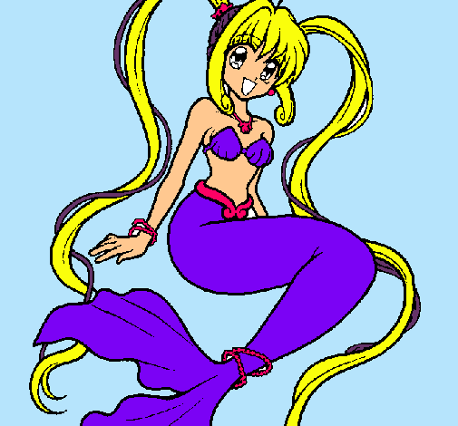 Dibujo Sirena con perlas pintado por ianna