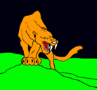 Dibujo Tigre con afilados colmillos pintado por tigre