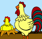 Dibujo Gallo y gallina pintado por AleJiiTha