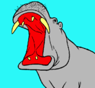 Dibujo Hipopótamo con la boca abierta pintado por monis