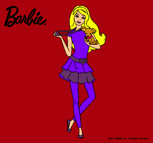 Dibujo Barbie y su mascota pintado por ianna
