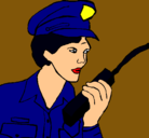Dibujo Policía con el walkie pintado por susususu
