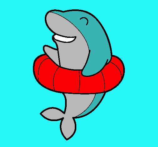 Dibujo Delfín con flotador pintado por Qkique