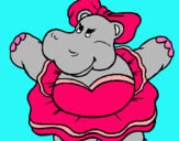 Dibujo Hipopótama con lazo pintado por hipopotama