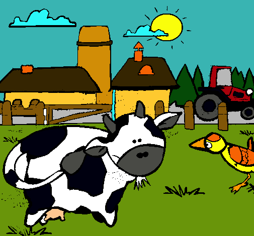 Vaca en la granja