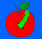 Dibujo Manzana con gusano pintado por yosoymarta