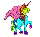 Dibujo Unicornio con alas pintado por yossy2306