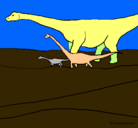 Dibujo Familia de Braquiosaurios pintado por cuellolargo