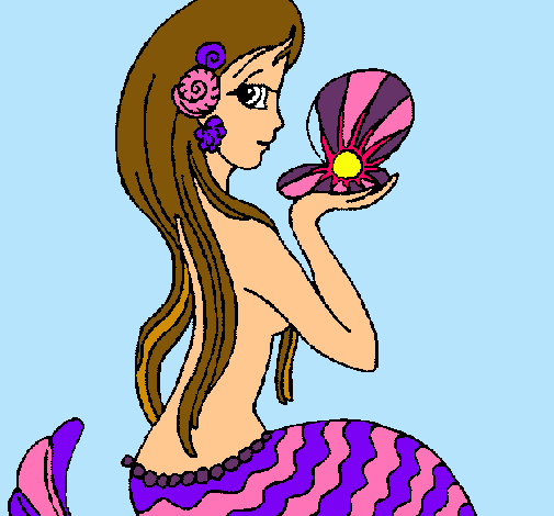 Dibujo Sirena y perla pintado por ianna