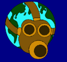 Dibujo Tierra con máscara de gas pintado por lucilab