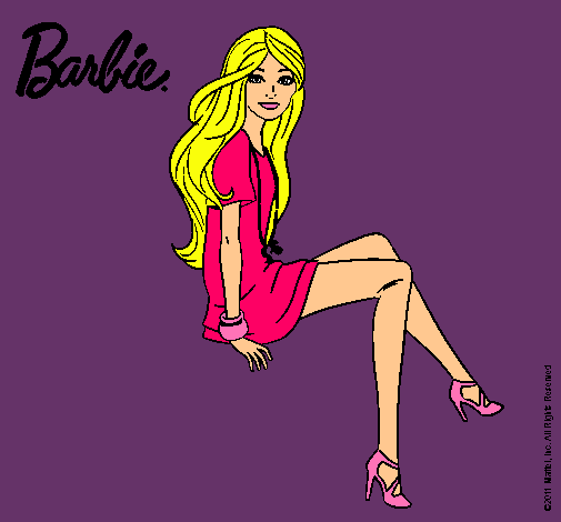 Dibujo Barbie sentada pintado por ianna
