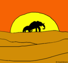 Dibujo Elefante en el amanecer pintado por momita