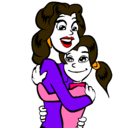 Dibujo Madre e hija abrazadas pintado por unidas