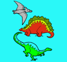 Dibujo Tres clases de dinosaurios pintado por espini