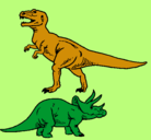 Dibujo Triceratops y tiranosaurios rex pintado por animalword