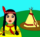 Dibujo India y tepee pintado por dariannis