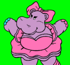 Dibujo Hipopótama con lazo pintado por piolinsita