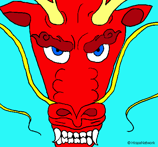 Dibujo Cabeza de dragón pintado por momita