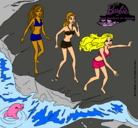 Dibujo Barbie y sus amigas en la playa pintado por tequiero