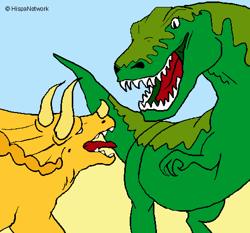 Dibujo Lucha de dinosaurios pintado por angel962