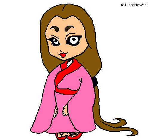 Dibujo Princesa con kimono pintado por barbihw