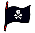 Dibujo Bandera pirata pintado por esqueleto